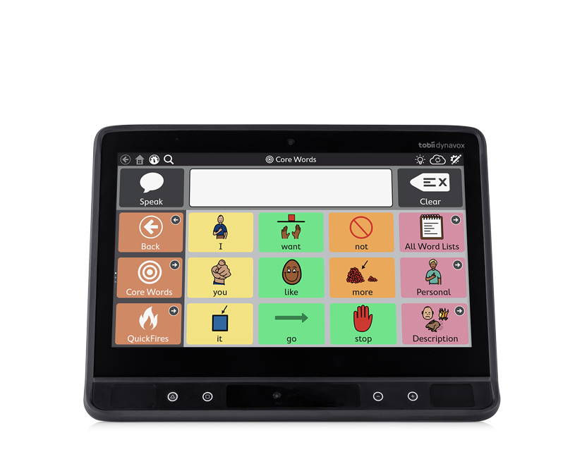 Tobii Dynavox TD I-13 AAC device front view featuring TD Snap
