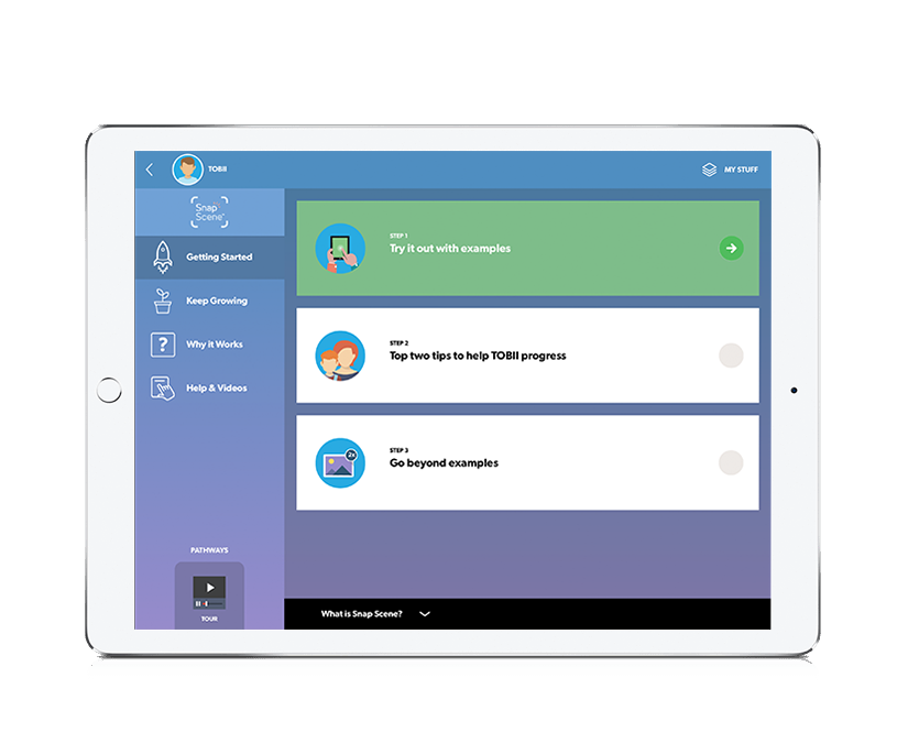 Tobii Dynavox Pathways for Snap Scene featured on an ipad