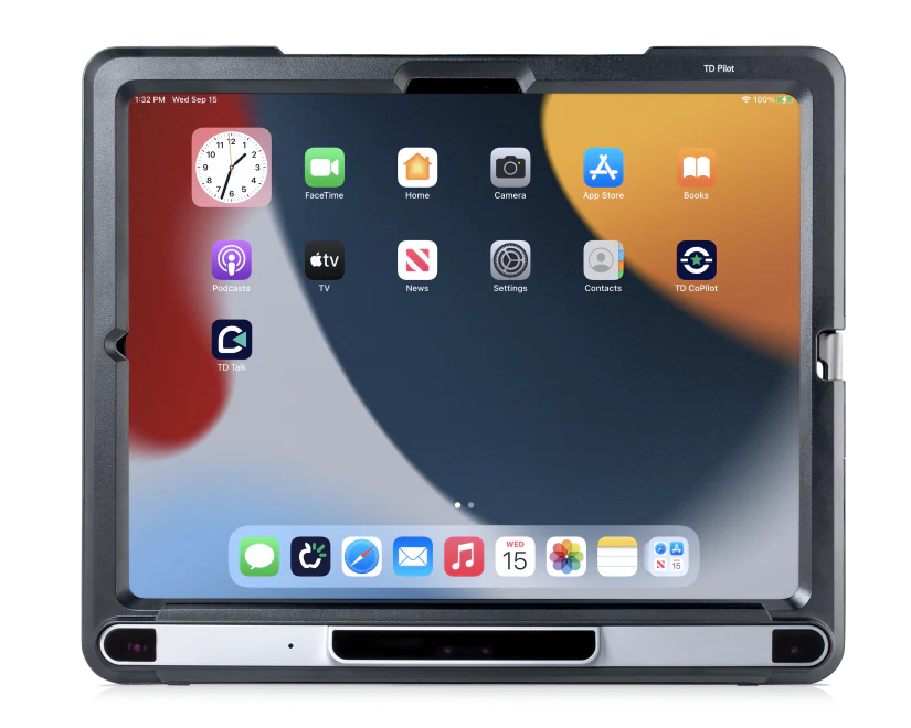 Tobii Dynavox TD Pilot device featuring iPadOS homescreen