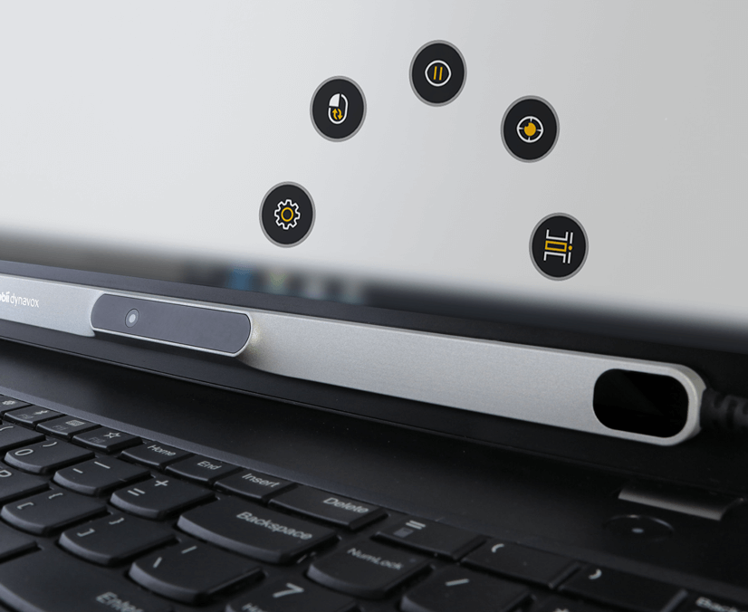 Tobii Dynavox PCEye eye tracker on a laptop